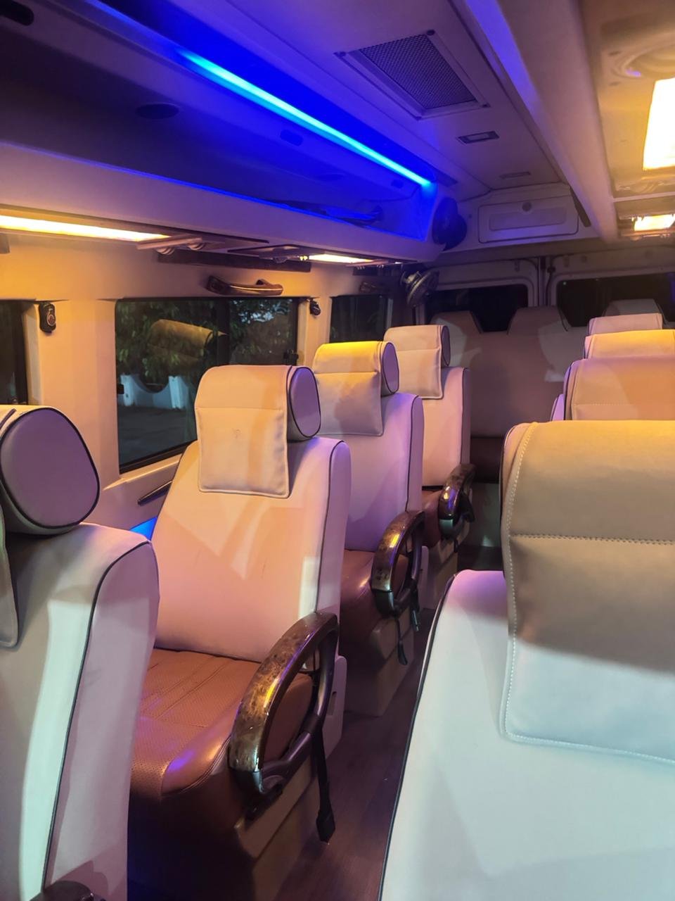 Bus parked at sunset